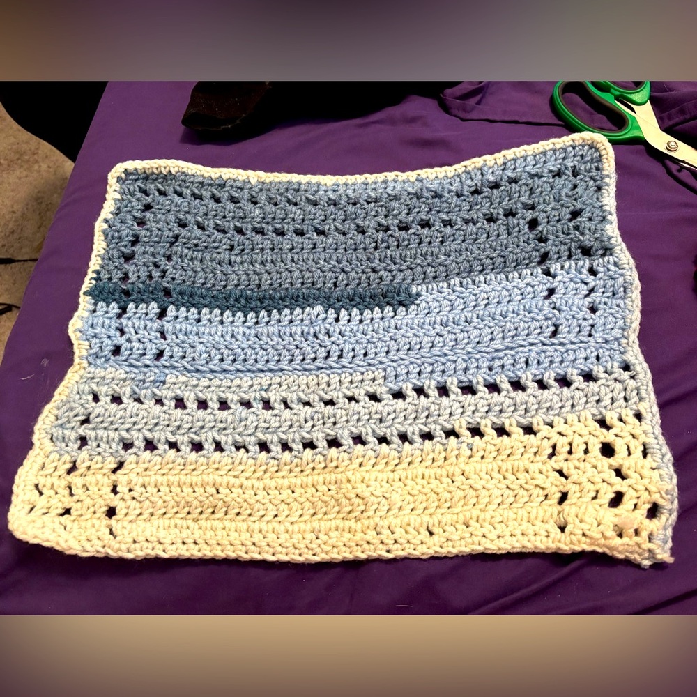 Blue and Cream Crochet table mat